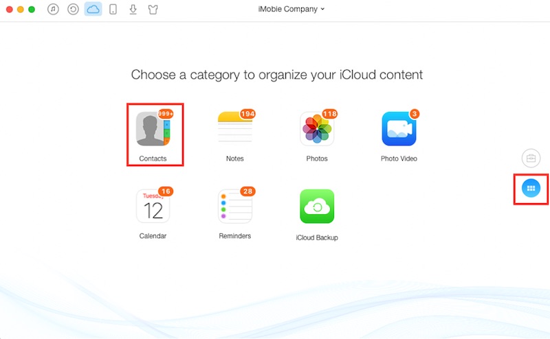choose contacts in icloud